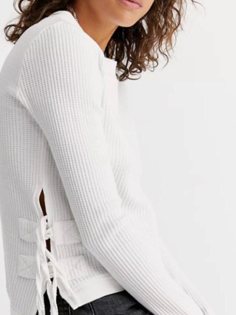 Free People Cropped Interlaken Thermal Top, size Large
